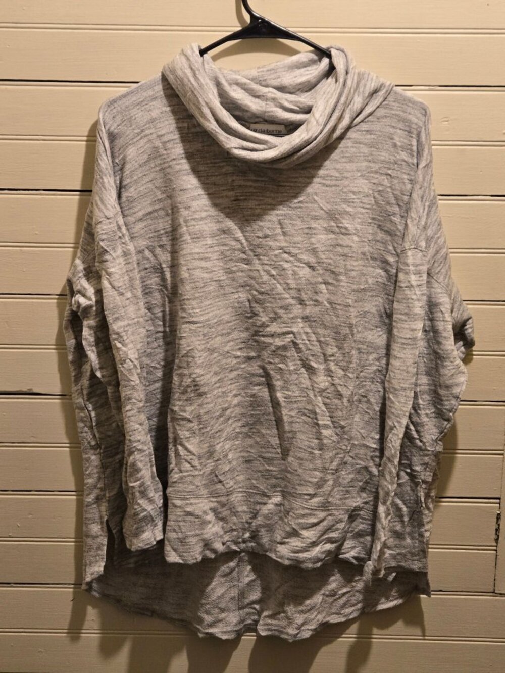 Liz Claiborne Sweater Womens XL Cowl Neck Long Sleeve Heather Gray Weekend